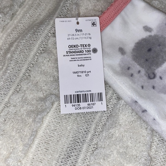 💕NWT Carter’s Porcupine Footed Pajamas Size 9 Months - Picture 3 of 3